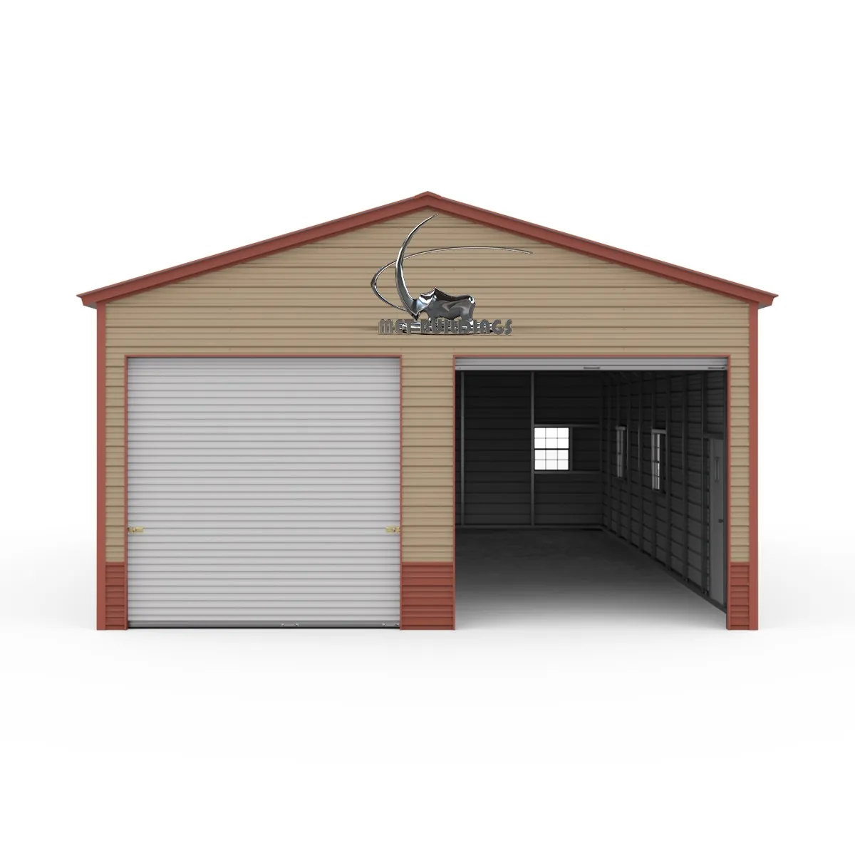 Steel Garage 24x50 with Vertical Roof and Custom Access Points