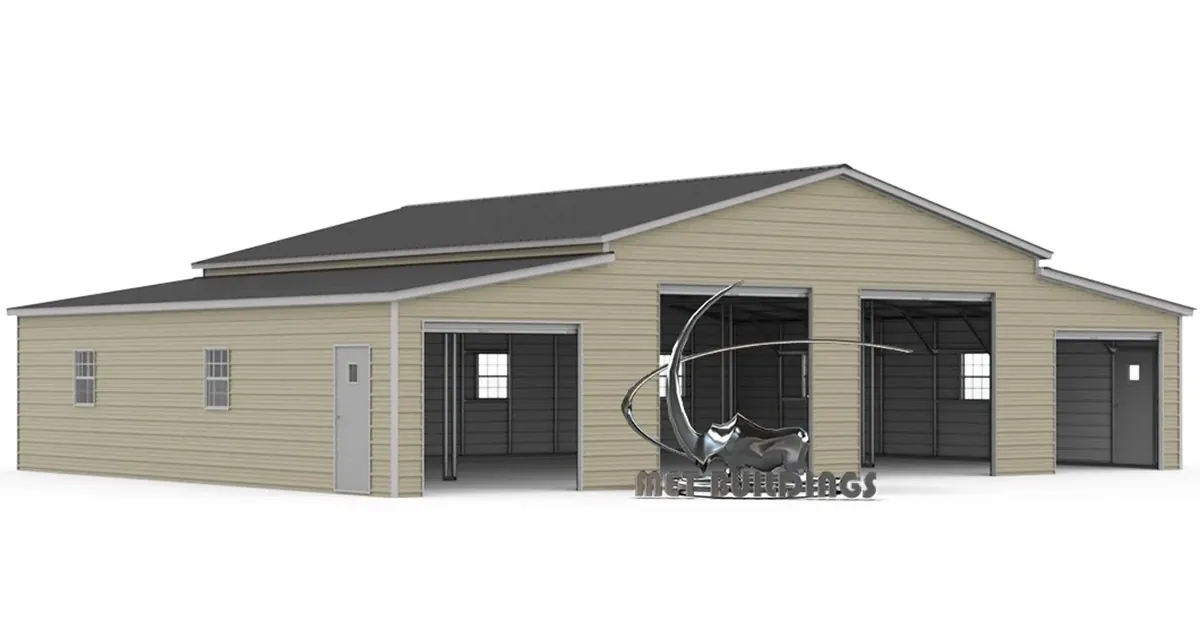 54x40 Steel Barn with Dual Lean-Tos — Versatile, Durable & Customizable