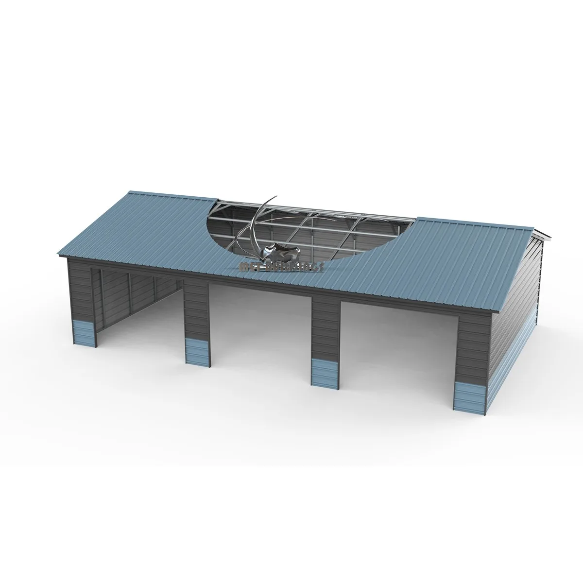 24x40 steel frame utility cover with premium panels, featuring a durable metal roof and enclosed sides for optimal protection.