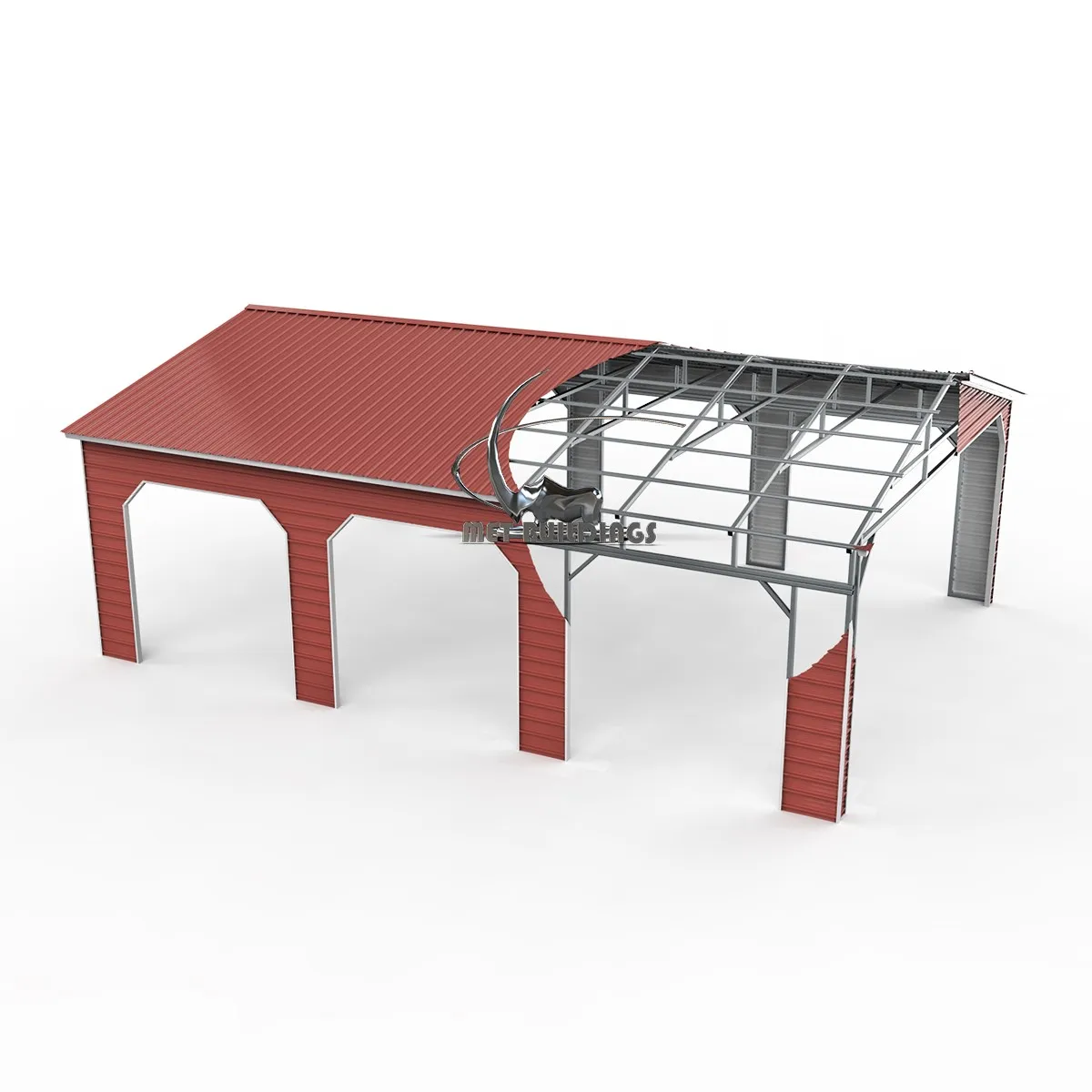 30x40 steel pavilion with a vertical roof, reinforced header bars, and durable side panels for versatile outdoor applications.