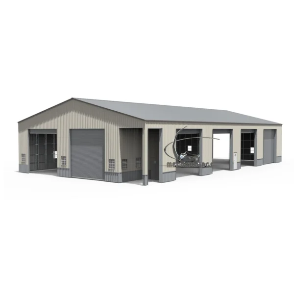 Modern metal building with customizable design, suitable for commercial and residential use, featuring insulation options for energy efficiency and comfort.