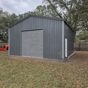 Reliable Steel Garage 24x25 with Vertical Panels and Closed Roll-up Door