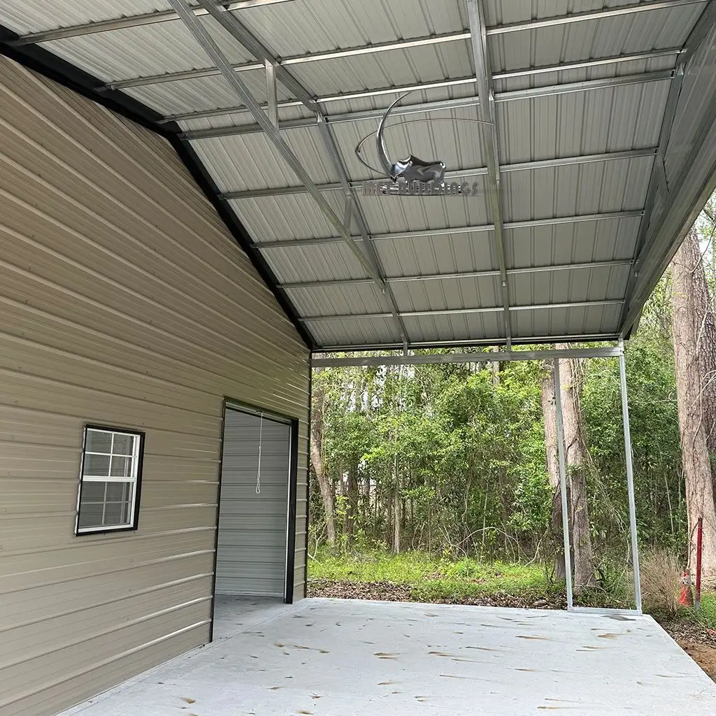 Interior Roof Structure of Steel Garage Excellence 30x55