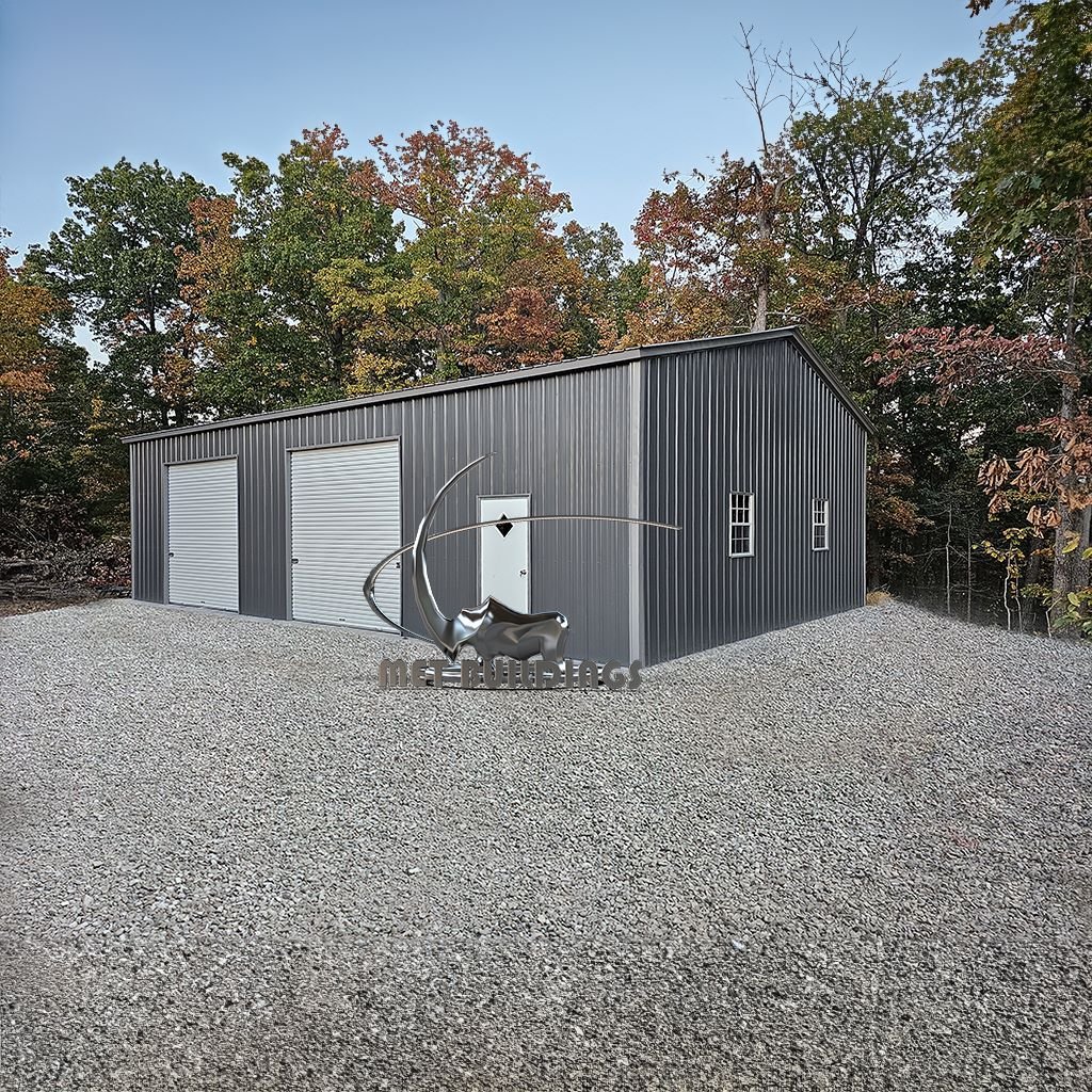 Modern metal building with customizable design, suitable for commercial and residential use, featuring insulation options for energy efficiency and comfort.