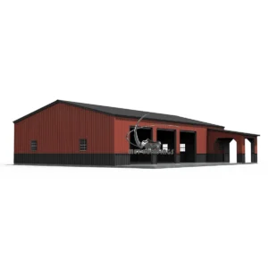 Modern metal building with customizable design, suitable for commercial and residential use, featuring insulation options for energy efficiency and comfort.