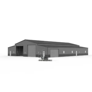 Modern metal building with customizable design, suitable for commercial and residential use, featuring insulation options for energy efficiency and comfort.