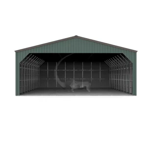 34x40 Metal Building with vertical roof and enclosed end wall
